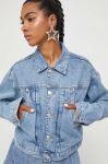 Джинсова куртка Moschino Jeans жіноча перехідна oversize колір блакитний (3402926) Джинсова куртка Moschino Jeans жіноча перехідна oversize колір блакитний (3402926)