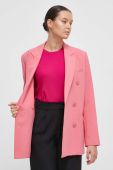Піджак United Colors of Benetton колір рожевий двобортний однотонна