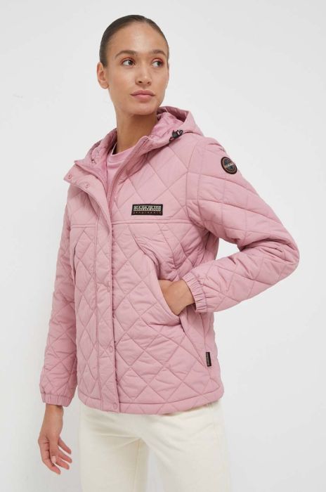 Куртка Napapijri жіноча колір рожевий перехідна Куртка Napapijri жіноча колір рожевий перехідна