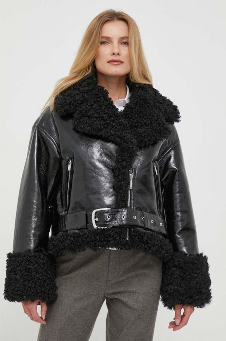 Куртка United Colors of Benetton жіноча колір чорний перехідна oversize (3678769) Куртка United Colors of Benetton жіноча колір чорний перехідна oversize (3678769)