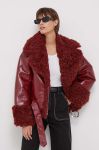 Куртка United Colors of Benetton жіноча колір бордовий перехідна oversize Куртка United Colors of Benetton жіноча колір бордовий перехідна oversize