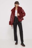 Куртка United Colors of Benetton жіноча колір бордовий перехідна oversize