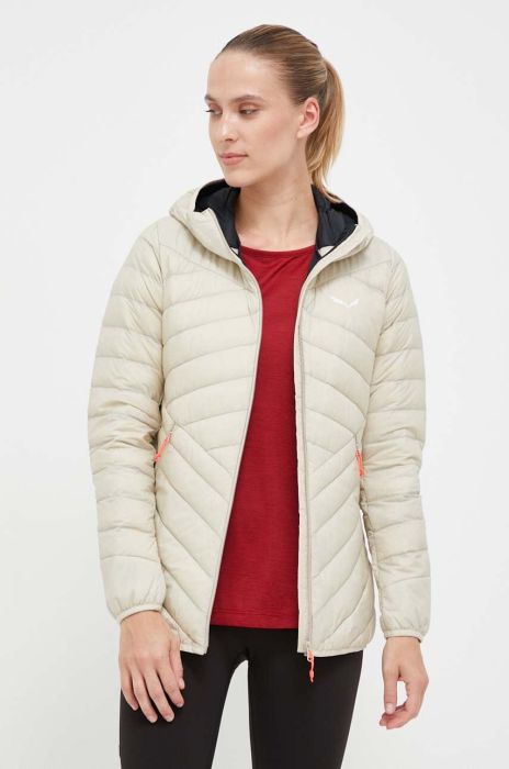 Спортивна пухова куртка Salewa Brenta колір бежевий Спортивна пухова куртка Salewa Brenta колір бежевий