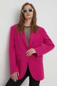 Піджак з домішкою вовни Moschino Jeans колір рожевий однобортний однотонна Піджак з домішкою вовни Moschino Jeans колір рожевий однобортний однотонна