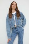 Джинсова куртка Moschino Jeans жіноча перехідна oversize колір блакитний (3492803) Джинсова куртка Moschino Jeans жіноча перехідна oversize колір блакитний (3492803)