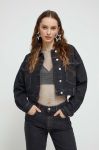 Джинсова куртка Moschino Jeans жіноча колір чорний перехідна oversize Джинсова куртка Moschino Jeans жіноча колір чорний перехідна oversize