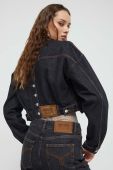Джинсова куртка Moschino Jeans жіноча колір чорний перехідна oversize Джинсова куртка Moschino Jeans жіноча колір чорний перехідна oversize