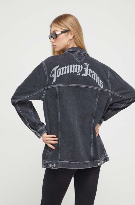 Джинсова куртка Tommy Jeans жіноча колір чорний перехідна oversize (3592994) Джинсова куртка Tommy Jeans жіноча колір чорний перехідна oversize (3592994)