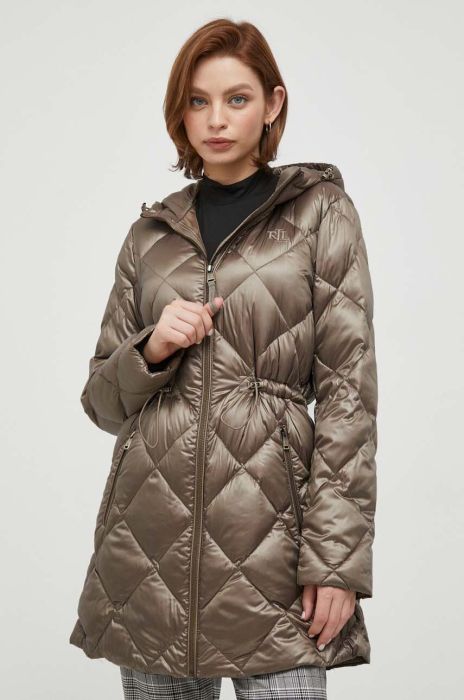 Пухова парка Lauren Ralph Lauren жіноча колір золотий перехідна