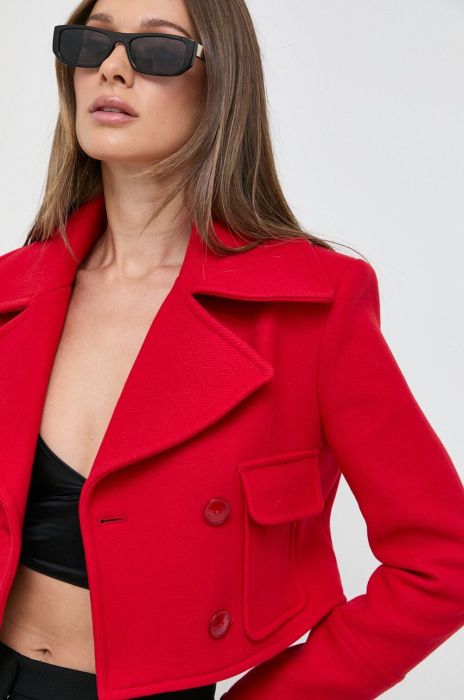 Вовняна куртка Patrizia Pepe колір червоний перехідна Вовняна куртка Patrizia Pepe колір червоний перехідна