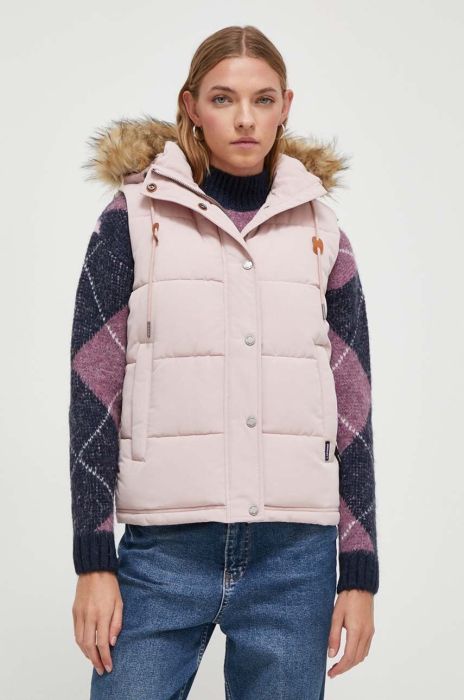 Безрукавка Superdry жіночий колір рожевий зимовий Безрукавка Superdry жіночий колір рожевий зимовий