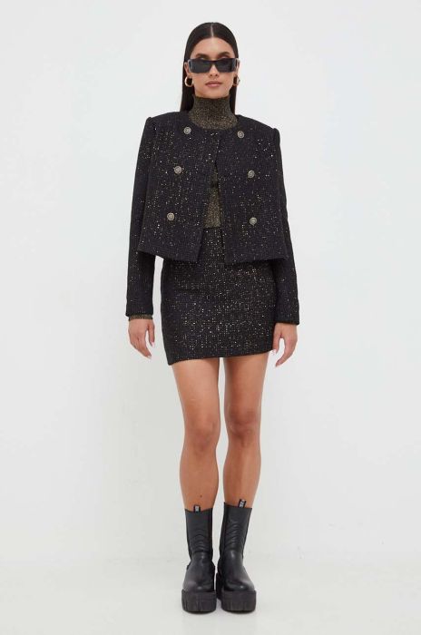 Піджак з домішкою вовни Twinset колір чорний двобортний Піджак з домішкою вовни Twinset колір чорний двобортний