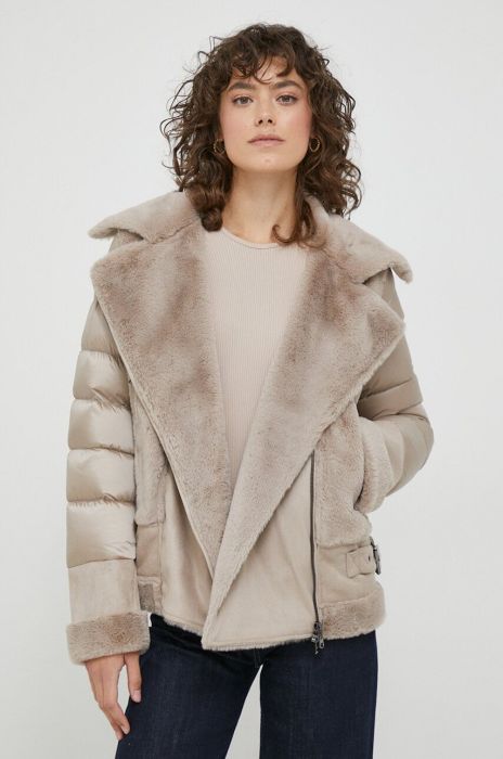 Пухова куртка Hetrego жіноча колір бежевий перехідна Пухова куртка Hetrego жіноча колір бежевий перехідна