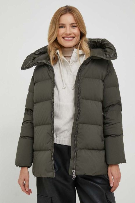 Пухова куртка Hetrego Sloan жіноча колір зелений зимова Пухова куртка Hetrego Sloan жіноча колір зелений зимова