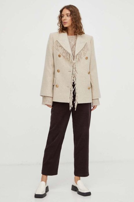 Вовняна куртка By Malene Birger колір бежевий перехідна Вовняна куртка By Malene Birger колір бежевий перехідна