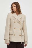 Вовняна куртка By Malene Birger колір бежевий перехідна Вовняна куртка By Malene Birger колір бежевий перехідна