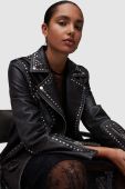 Шкіряна куртка AllSaints Billie жіноча колір чорний перехідна Шкіряна куртка AllSaints Billie жіноча колір чорний перехідна