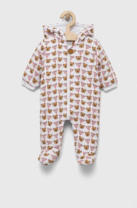 Дитячий бавовняний комбінезон Guess колір білий Дитячий бавовняний комбінезон Guess колір білий