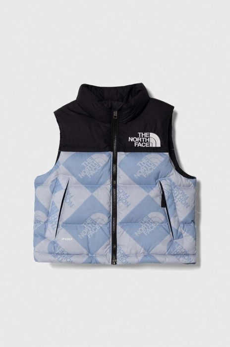 Пухова дитяча безрукавка The North Face 1996 RETRO NUPTSE VEST колір блакитний Пухова дитяча безрукавка The North Face 1996 RETRO NUPTSE VEST колір блакитний