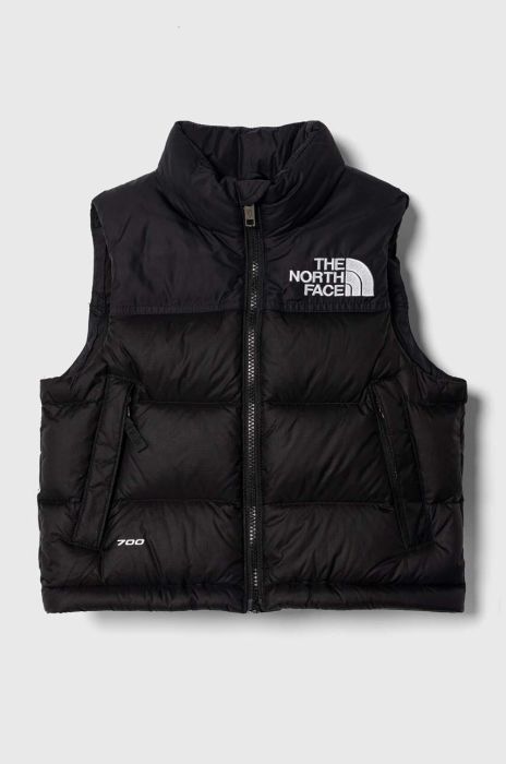 Пухова дитяча безрукавка The North Face 1996 RETRO NUPTSE VEST колір чорний Пухова дитяча безрукавка The North Face 1996 RETRO NUPTSE VEST колір чорний