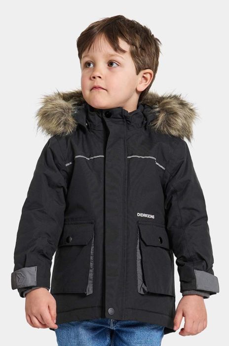 Дитяча зимова куртка Didriksons KURE KIDS PARKA колір чорний Дитяча зимова куртка Didriksons KURE KIDS PARKA колір чорний