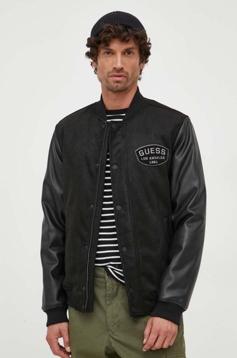 Куртка-бомбер Guess чоловічий колір чорний перехідна (3446512) Куртка-бомбер Guess чоловічий колір чорний перехідна (3446512)
