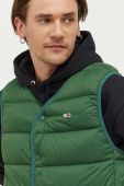 Пухова безрукавка Tommy Jeans чоловічий колір зелений перехідний Пухова безрукавка Tommy Jeans чоловічий колір зелений перехідний