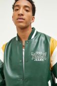 Куртка-бомбер Tommy Jeans чоловічий колір зелений перехідна oversize Куртка-бомбер Tommy Jeans чоловічий колір зелений перехідна oversize