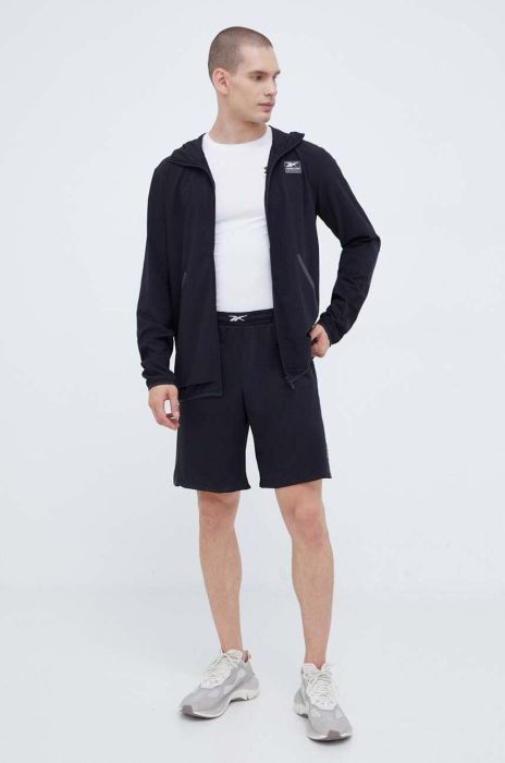 Куртка для тренувань Reebok Performance Certified Vector колір чорний перехідна Куртка для тренувань Reebok Performance Certified Vector колір чорний перехідна