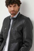 Шкіряна куртка Pepe Jeans чоловіча колір чорний перехідна Шкіряна куртка Pepe Jeans чоловіча колір чорний перехідна