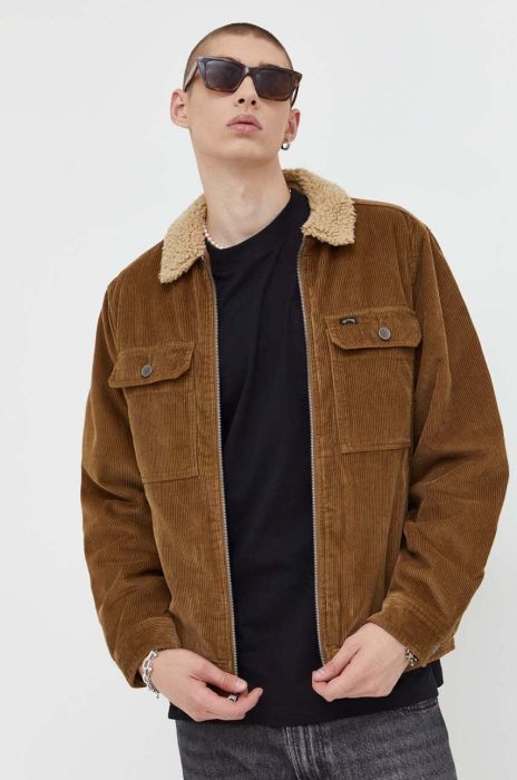Вельветова куртка Billabong колір зелений перехідна Вельветова куртка Billabong колір зелений перехідна