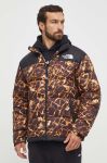 Пухова куртка The North Face чоловіча колір коричневий зимова oversize Пухова куртка The North Face чоловіча колір коричневий зимова oversize