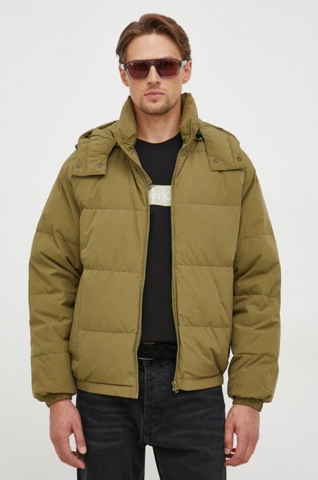 Пухова куртка United Colors of Benetton чоловіча колір зелений зимова Пухова куртка United Colors of Benetton чоловіча колір зелений зимова