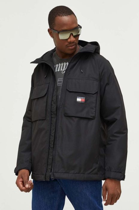 Куртка Tommy Jeans чоловіча колір чорний перехідна oversize Куртка Tommy Jeans чоловіча колір чорний перехідна oversize