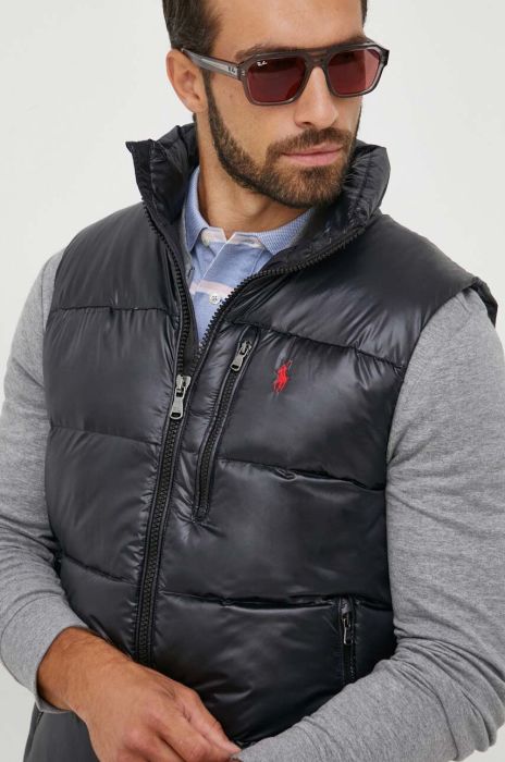 Пухова безрукавка Polo Ralph Lauren чоловічий колір чорний Пухова безрукавка Polo Ralph Lauren чоловічий колір чорний