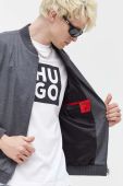 Вовняна куртка-бомбер HUGO колір сірий перехідна Вовняна куртка-бомбер HUGO колір сірий перехідна