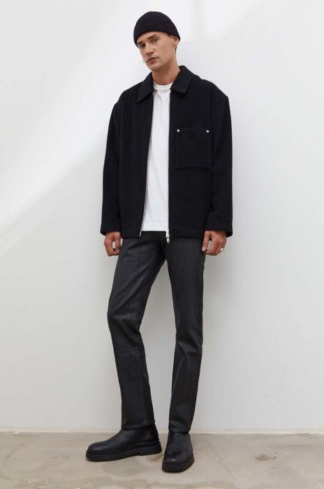 Вовняна куртка Won Hundred колір чорний перехідна oversize Вовняна куртка Won Hundred колір чорний перехідна oversize