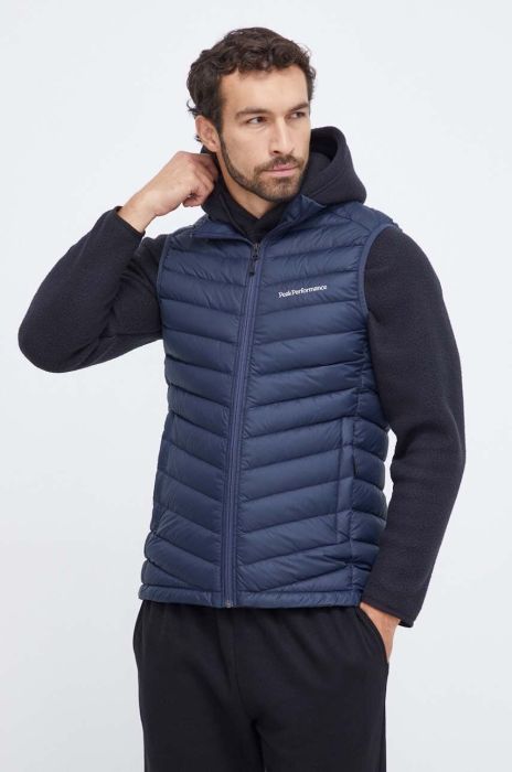 Пухова безрукавка Peak Performance чоловічий колір синій перехідний Пухова безрукавка Peak Performance чоловічий колір синій перехідний