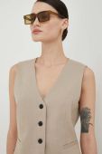 Безрукавка Bruuns Bazaar колір бежевий однобортний