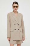 Піджак Bruuns Bazaar колір бежевий двобортний Піджак Bruuns Bazaar колір бежевий двобортний