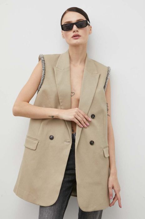 Безрукавка 2NDDAY колір бежевий однобортний Безрукавка 2NDDAY колір бежевий однобортний