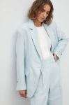 Льняний жакет Day Birger et Mikkelsen однобортний однотонна колір блакитний Льняний жакет Day Birger et Mikkelsen однобортний однотонна колір блакитний