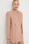 Піджак Elisabetta Franchi колір бежевий двобортний однотонна Піджак Elisabetta Franchi колір бежевий двобортний однотонна