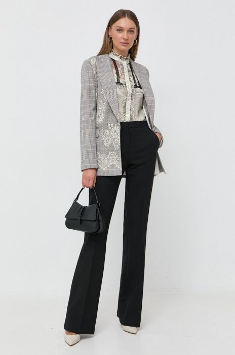 Піджак Twinset колір чорний однобортний візерунок Піджак Twinset колір чорний однобортний візерунок