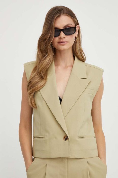 Безрукавка Notes du Nord колір зелений однобортний Безрукавка Notes du Nord колір зелений однобортний