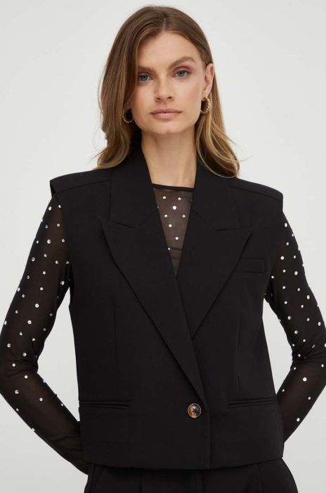 Безрукавка Notes du Nord колір чорний однобортний Безрукавка Notes du Nord колір чорний однобортний