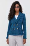 Піджак з домішкою вовни Luisa Spagnoli двобортний візерунок колір блакитний Піджак з домішкою вовни Luisa Spagnoli двобортний візерунок колір блакитний