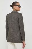 Піджак з домішкою вовни Twinset колір бежевий однобортний візерунок Піджак з домішкою вовни Twinset колір бежевий однобортний візерунок