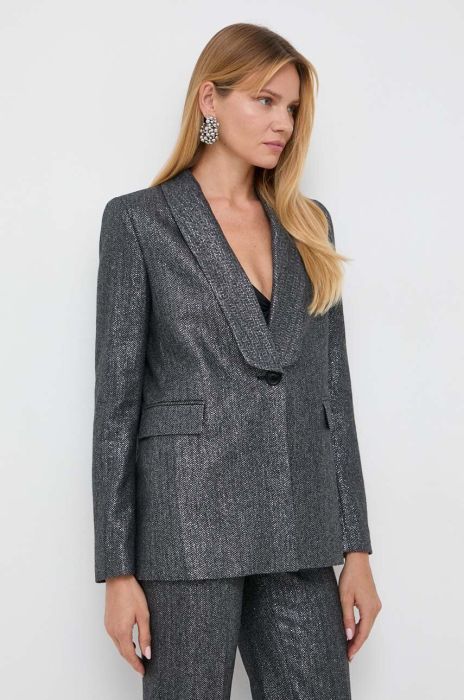 Вовняний піджак Twinset колір сірий однобортний візерунок Вовняний піджак Twinset колір сірий однобортний візерунок