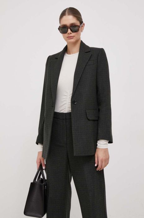 Вовняний піджак Barbour колір зелений однобортний візерунок